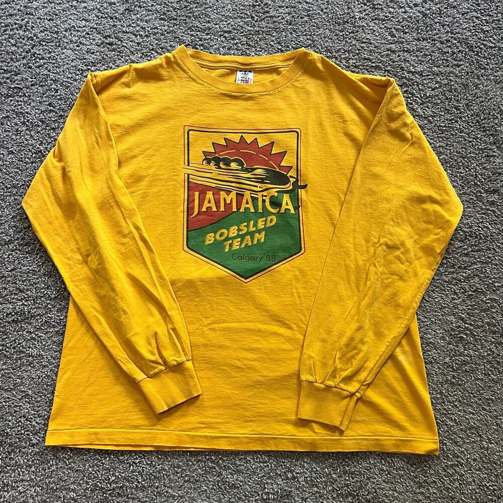 Vintage Adidas Cool Runnings Jamaican Bobsled Team Movie Promo L/S Shirt Size XL